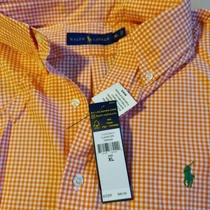 NWT Polo Ralph Lauren Men's XL orange check shirt